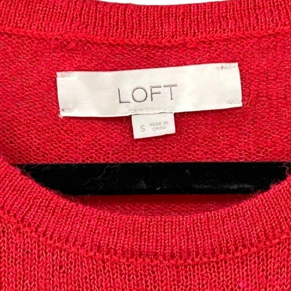 LOFT Women's Red "Sparkle Pop Shine" Celebration Party Sweater Size Small - Picture 8 of 9